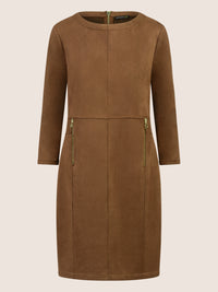 APART Jerseykleid in Velourleder- Optik | cognac
