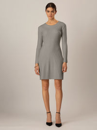 APART Strickkleid mit ausgestelltem Rockpart | grau meliert