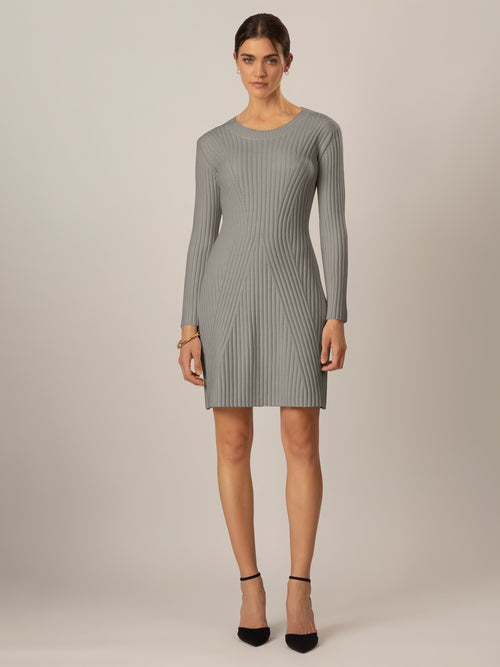 APART Strickkleid mit ausgestelltem Rockpart | grau meliert image 1