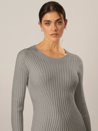 APART Strickkleid mit ausgestelltem Rockpart | grau meliert