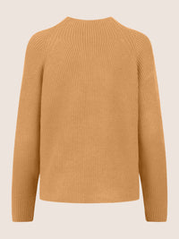 APART Pullover aus einer soften Viskose- Mischung mit Kaschmir allover in Halbpatent gestr | cognac