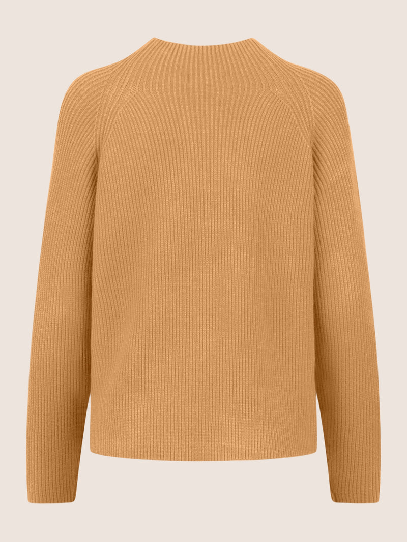 APART Pullover aus einer soften Viskose- Mischung mit Kaschmir allover in Halbpatent gestr | cognac