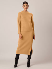 APART Pullover aus einer soften Viskose- Mischung mit Kaschmir allover in Halbpatent gestr | cognac