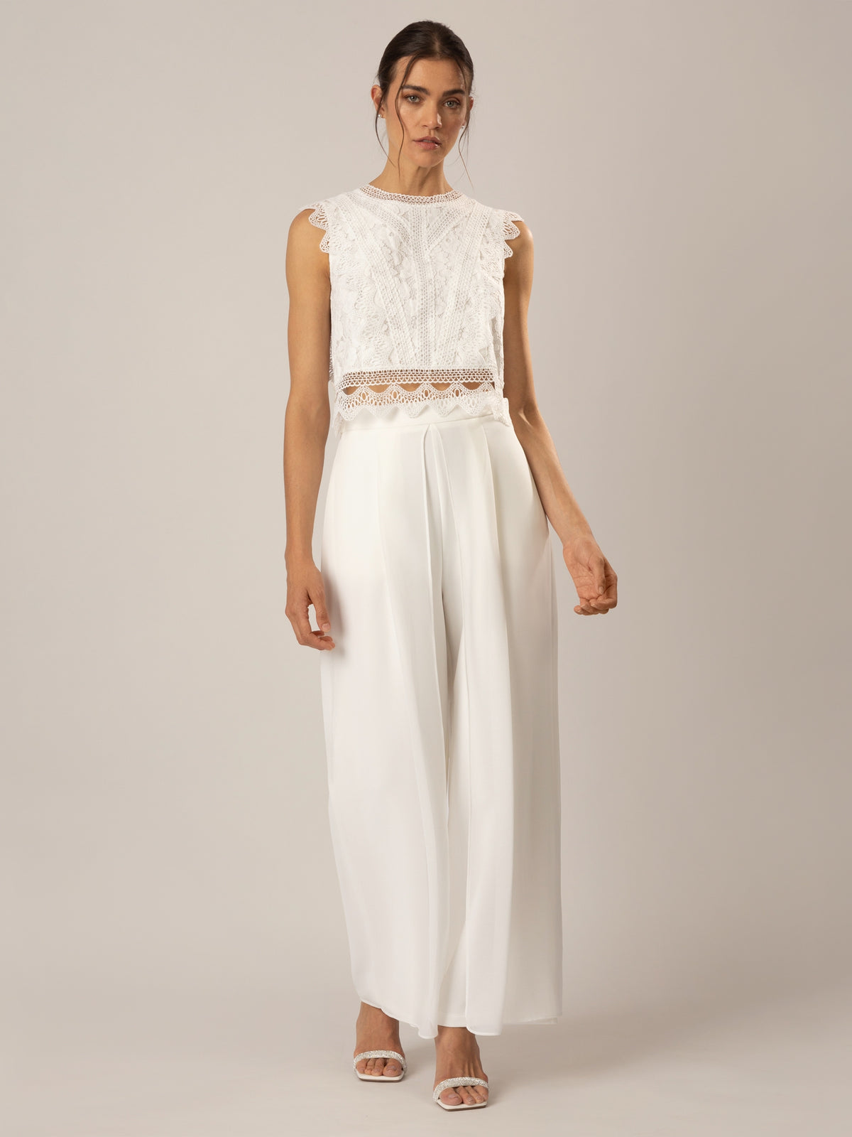 APART Hochzeitshose aus einem leicht strukturierten, elastischen Stoff mit Chiffon Layer | creme