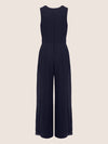 APART Overall im Materialmix aus einer leicht strukturierter Ware und Chiffon | nachtblau