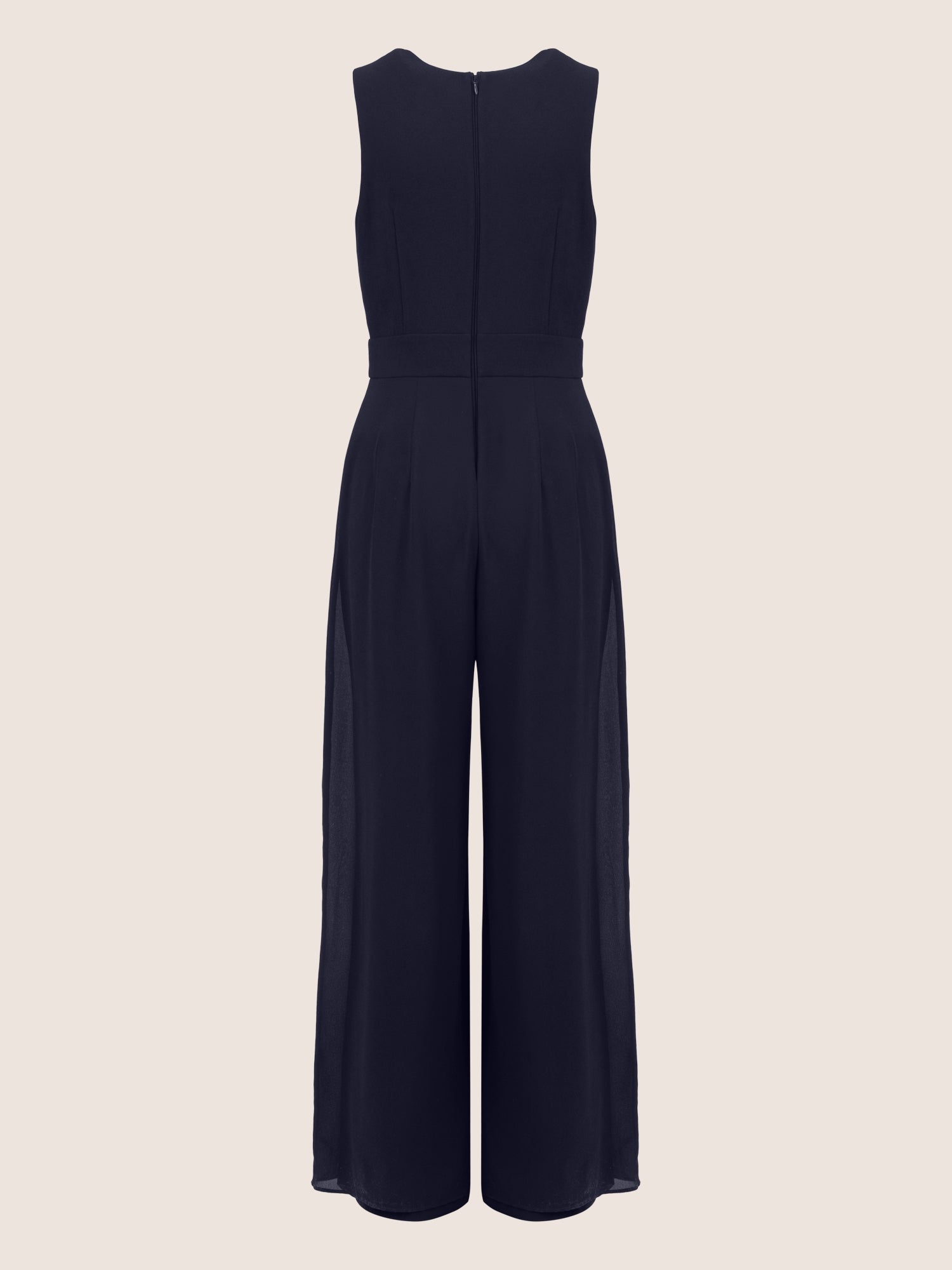 APART Overall im Materialmix aus einer leicht strukturierter Ware und Chiffon | nachtblau
