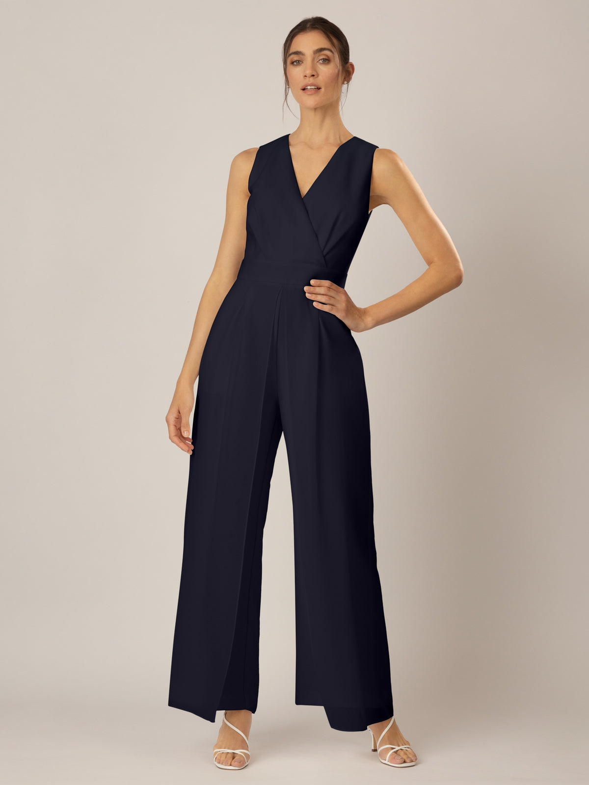 APART Overall im Materialmix aus einer leicht strukturierter Ware und Chiffon | nachtblau