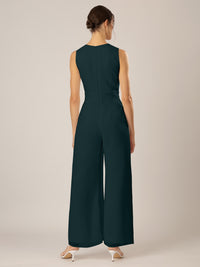 APART Overall im Materialmix aus einer leicht strukturierter Ware und Chiffon | emerald
