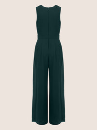 APART Overall im Materialmix aus einer leicht strukturierter Ware und Chiffon | emerald