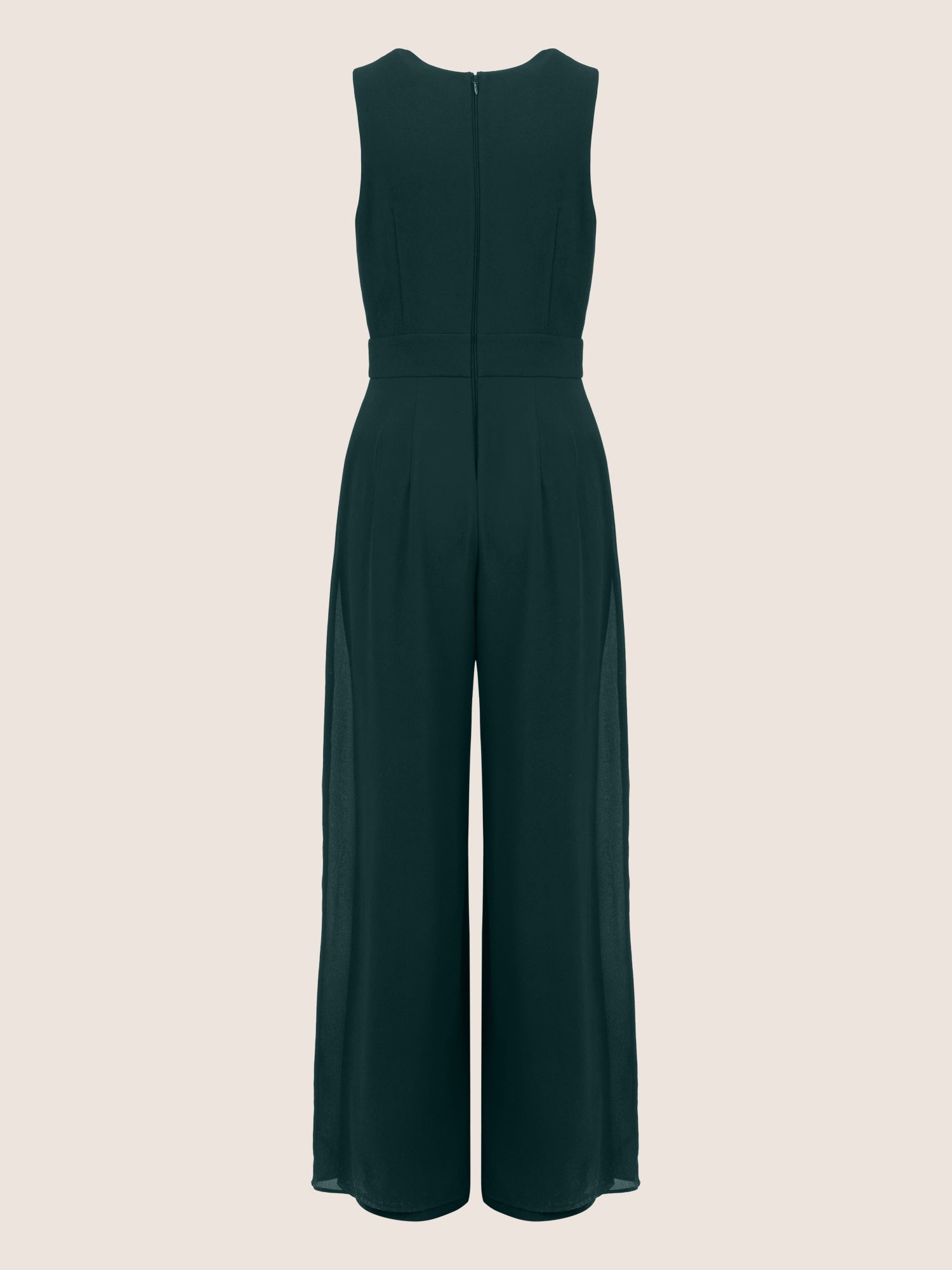 APART Overall im Materialmix aus einer leicht strukturierter Ware und Chiffon | emerald