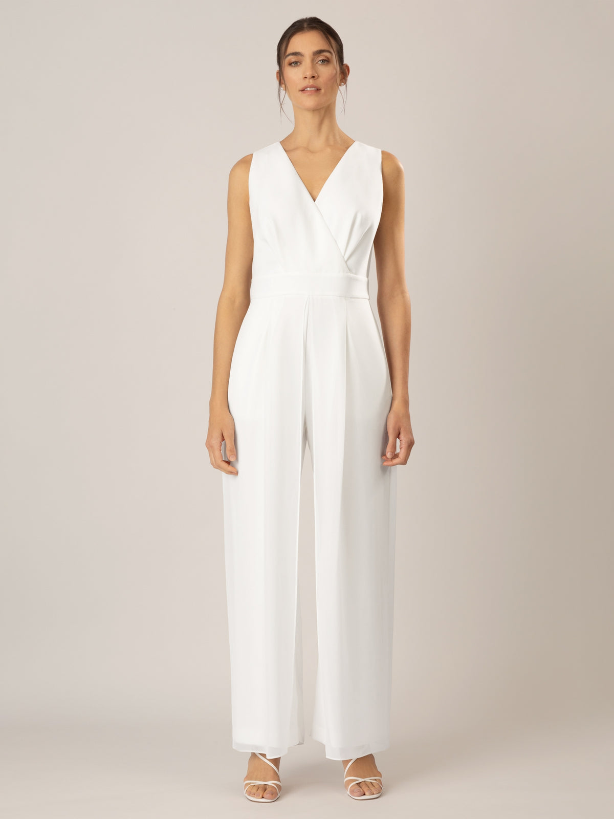 APART Overall im Materialmix aus einer leicht strukturierter Ware und Chiffon | creme