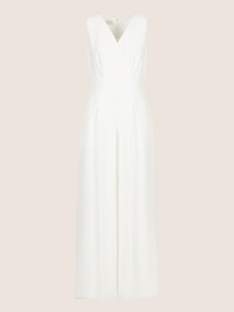 APART Overall im Materialmix aus einer leicht strukturierter Ware und Chiffon | creme