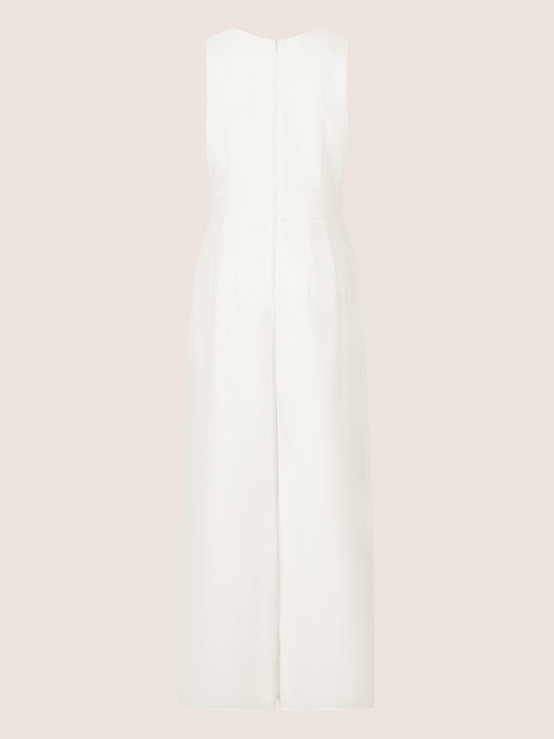 APART Overall im Materialmix aus einer leicht strukturierter Ware und Chiffon | creme