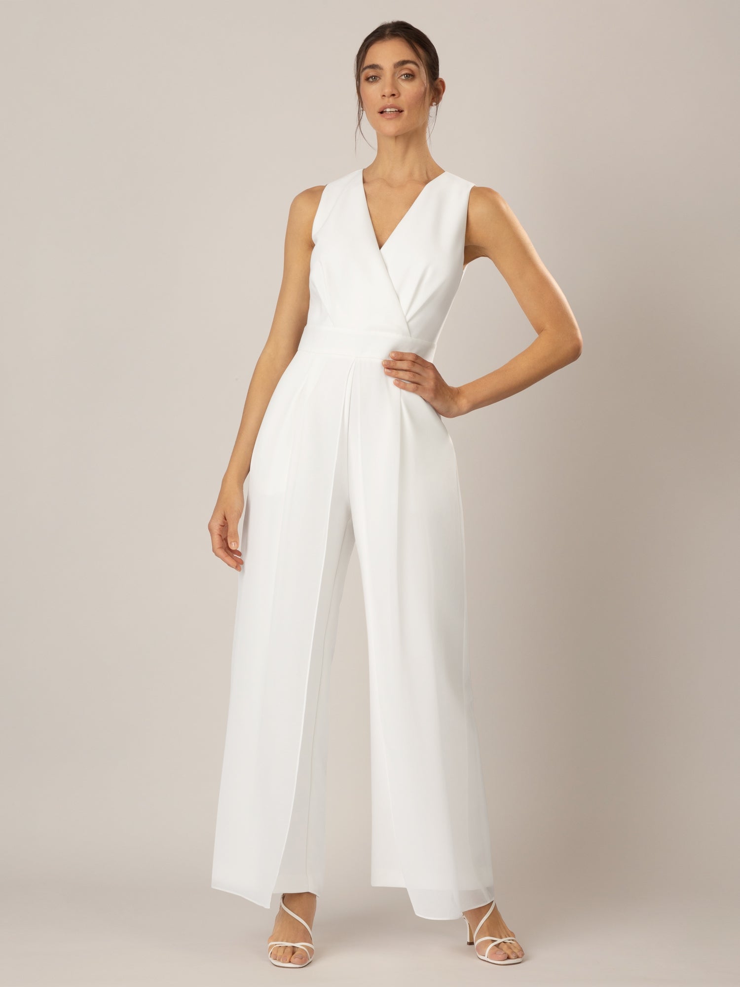 APART Overall im Materialmix aus einer leicht strukturierter Ware und Chiffon | creme