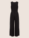 APART Overall im Materialmix aus einer leicht strukturierter Ware und Chiffon | schwarz