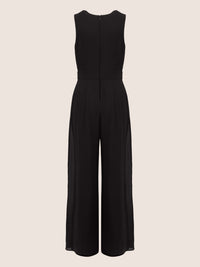 APART Overall im Materialmix aus einer leicht strukturierter Ware und Chiffon | schwarz
