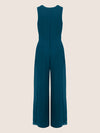 APART Overall im Materialmix aus einer leicht strukturierter Ware und Chiffon | petrol
