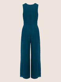 APART Overall im Materialmix aus einer leicht strukturierter Ware und Chiffon | petrol