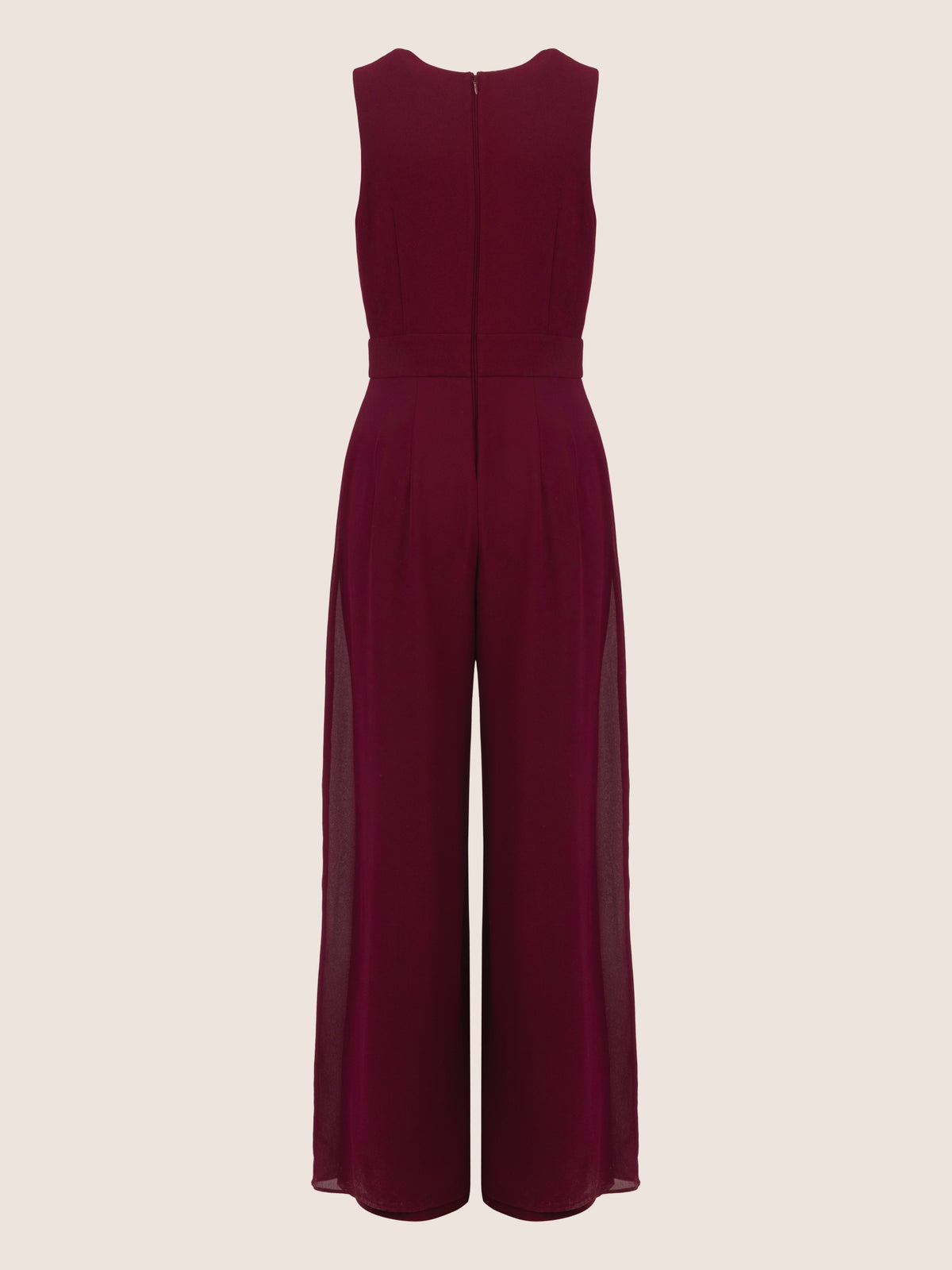 APART Overall im Materialmix aus einer leicht strukturierter Ware und Chiffon | beere