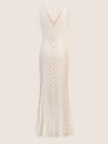 APART langes Hochzeitskleid, allover mit kleinen Pailletten bestickt | creme-nude