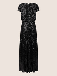 APART Abendkleid allover aufwendig mit Pailletten bestickt | schwarz