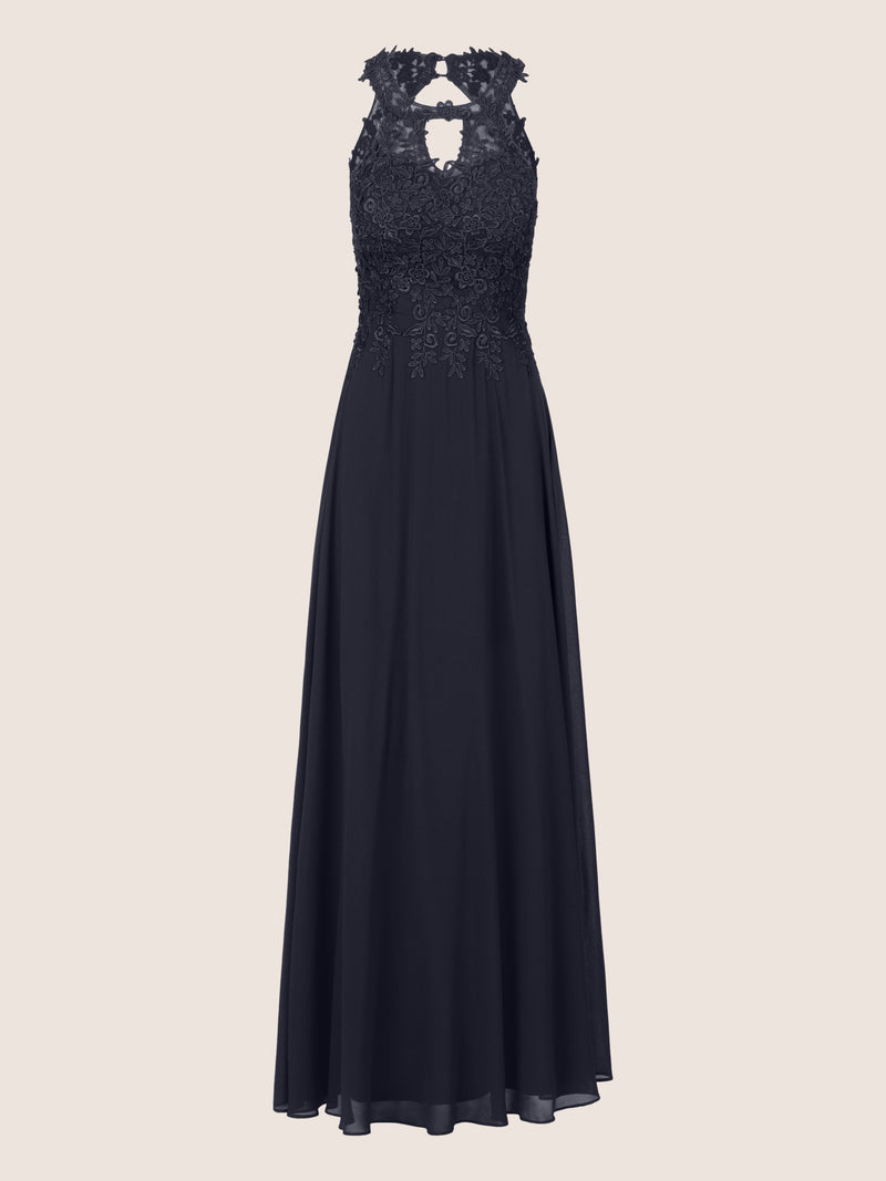 APART Abendkleid aus einer Plastischen Spitze und Chiffon | nachtblau