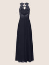 APART Abendkleid aus einer Plastischen Spitze und Chiffon | nachtblau
