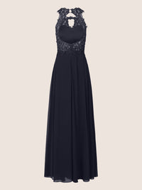 APART Abendkleid aus einer Plastischen Spitze und Chiffon | nachtblau
