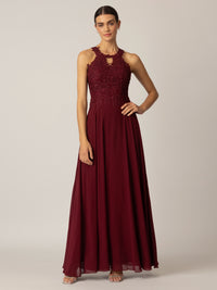 APART Abendkleid aus einer Plastischen Spitze und Chiffon | bordeaux