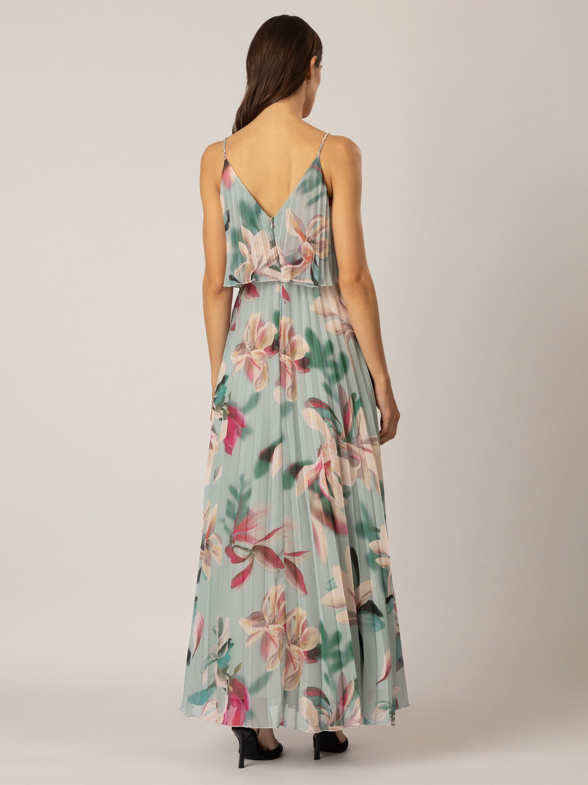 APART Plisseekleid in 2in1 Optik mit allover Blumendruck | jade-multicolor