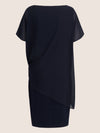 APART Cocktailkleid im Materialmix aus weichem Jersey und Chiffon | nachtblau