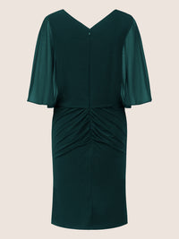 APART Cocktailkleid im Materialmix aus weichem Jersey, Chiffon und shaping Futter | emerald