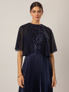 APART Chiffonbolero aus semitransparentem Chiffon | nachtblau