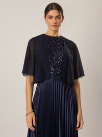 APART Chiffonbolero aus semitransparentem Chiffon | nachtblau