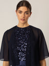 APART Chiffonbolero aus semitransparentem Chiffon | nachtblau
