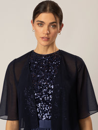 APART Chiffonbolero aus semitransparentem Chiffon | nachtblau