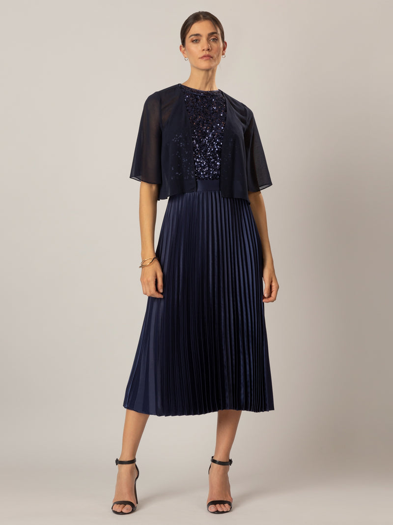 APART Chiffonbolero aus semitransparentem Chiffon | nachtblau