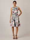 APART Satinkleid aus mattschimmerndem Satin mit allover Blumen Druck | jade-multicolor