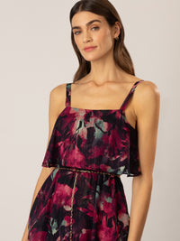 APART Chiffonkleid aus allover bedrucktem Chiffon und eingewebten metallischen Fäden | schwarz-multicolor