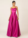 APART Langes Satin Kleid mit verstellbaren Spaghettiträgern | fuchsia