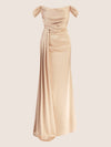 APART Langes Satin Kleid mit verstellbaren Spaghettiträgern | beige