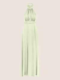 APART Langes Satin Kleid mit Raffung und Wickeloptik | hellgrün