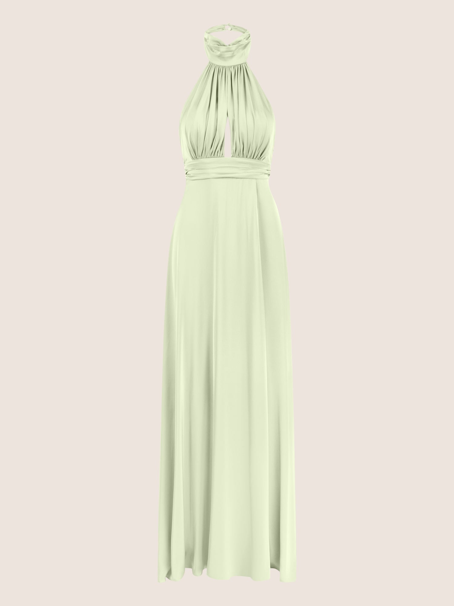 APART Langes Satin Kleid mit Raffung und Wickeloptik | hellgrün