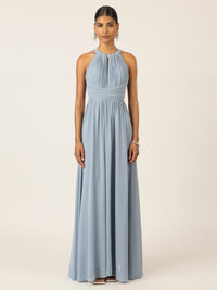 APART Langes Chiffon Kleid mit eleganten Plisseefalten | hellblau