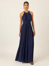 APART Langes Chiffon Kleid mit eleganten Plisseefalten | navy