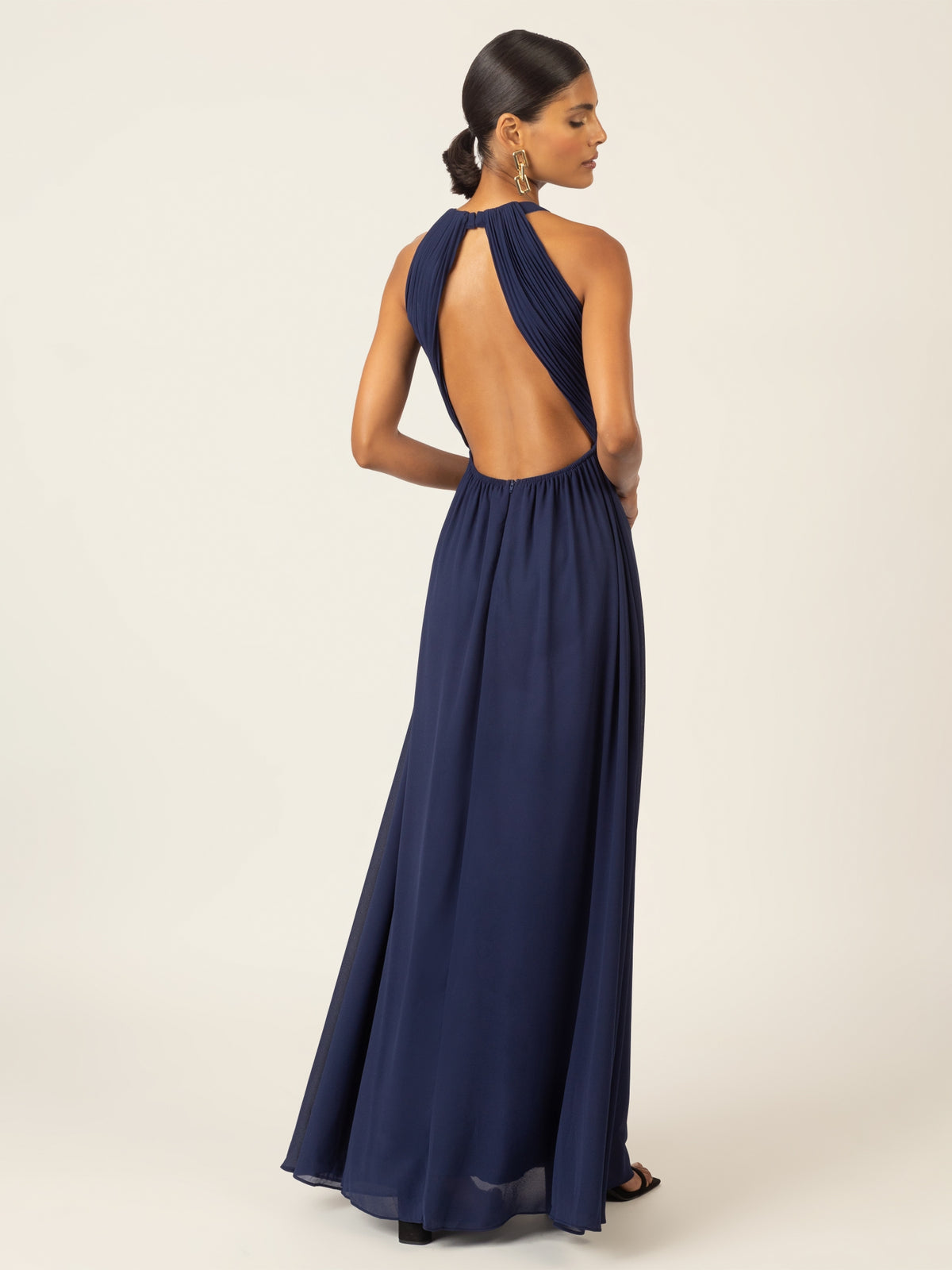 APART Langes Chiffon Kleid mit eleganten Plisseefalten | navy