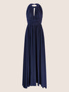APART Langes Chiffon Kleid mit eleganten Plisseefalten | navy