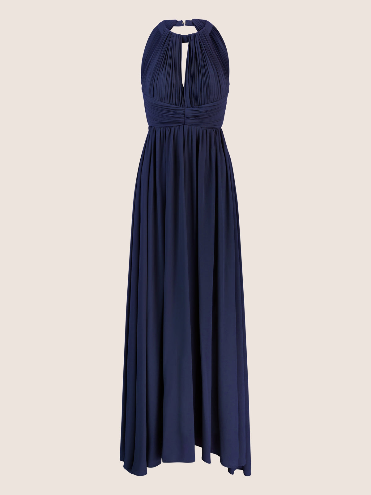 APART Langes Chiffon Kleid mit eleganten Plisseefalten | navy