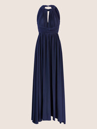 APART Langes Chiffon Kleid mit eleganten Plisseefalten | navy