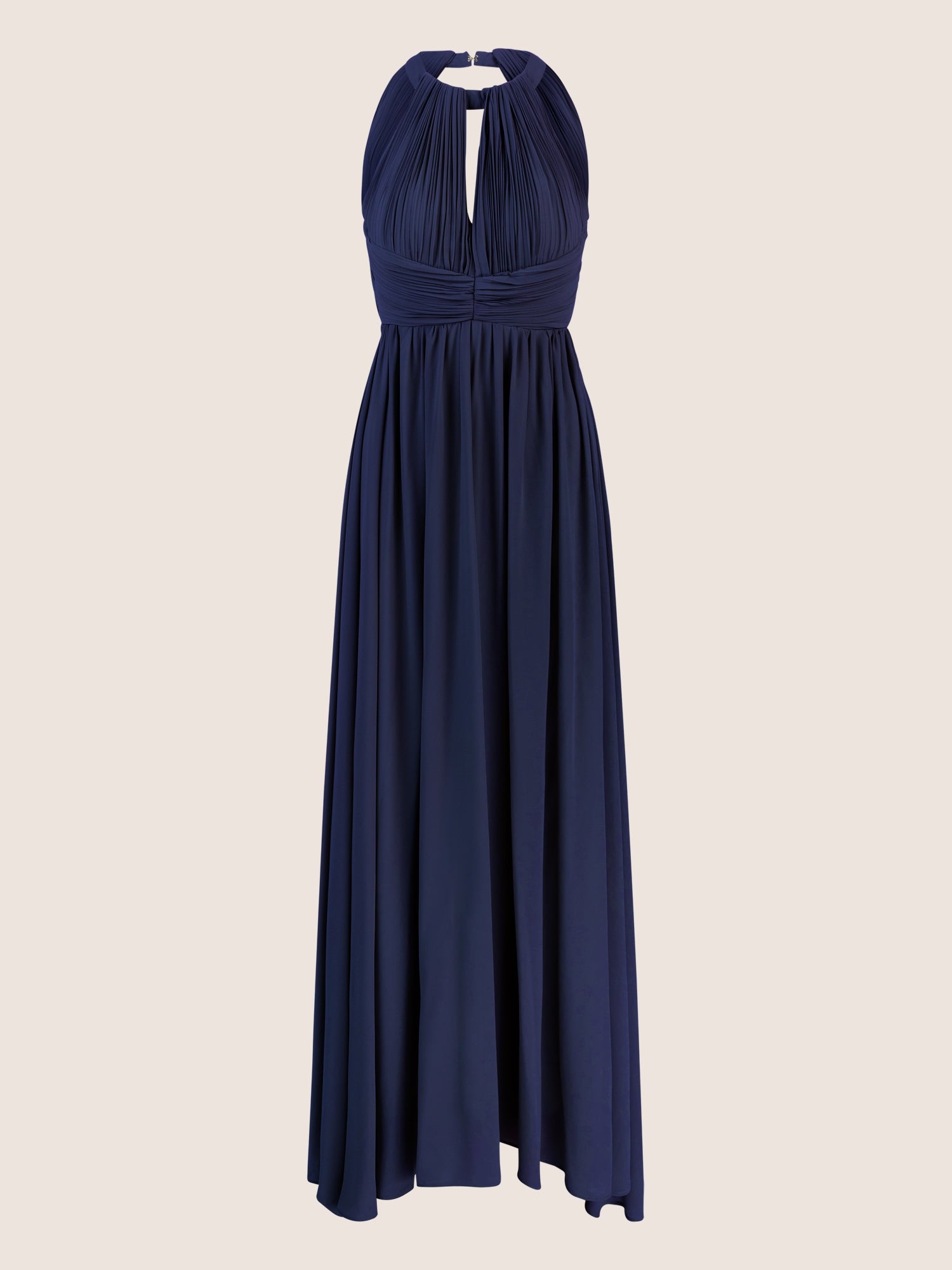 APART Langes Chiffon Kleid mit eleganten Plisseefalten | navy